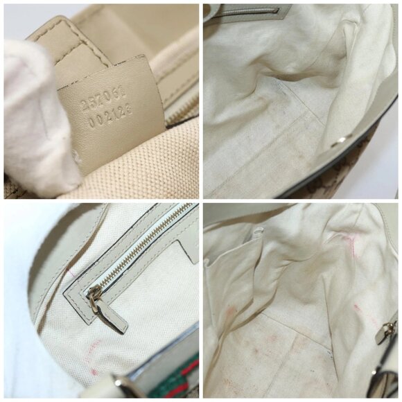 GUCCI GG Canvas Web Sherry Line Tote Bag Beige Red Green 257061 Auth BA6046 - Picture 15 of 16